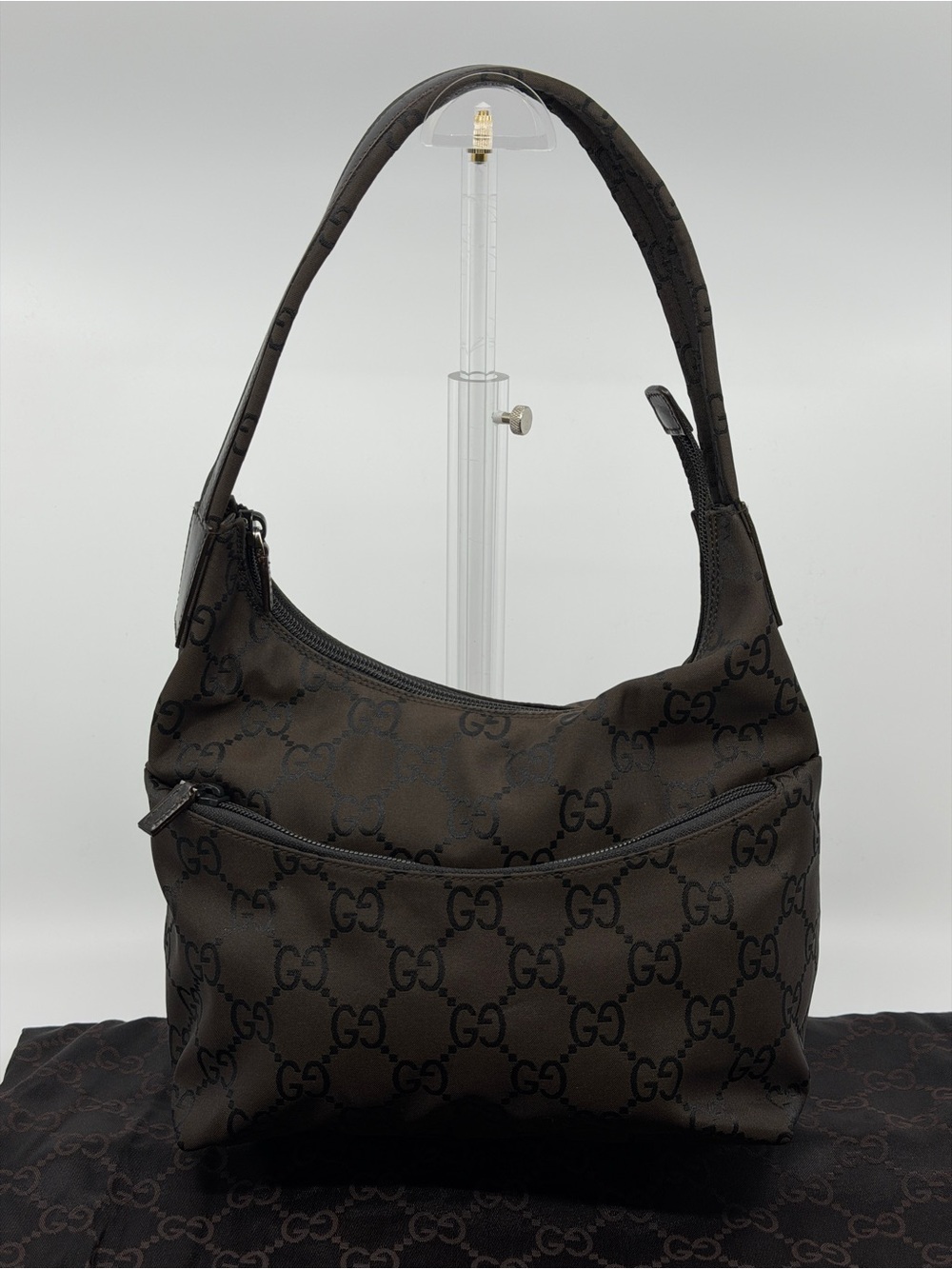 Gucci Vintage GG Nylon Canvas Front Pocket Hobo Shoulder Bag – Early 2000s